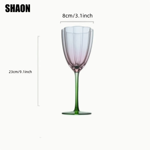 SHAON 2PCS Petal gradient glass wine glass