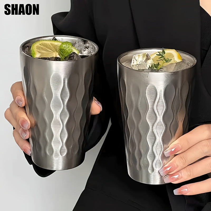 SHAON 2PCS Stainless steel double-layer insulated beer mug