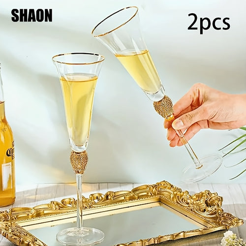 SHAON 2PCS Champagne glasses wine glasses with crystal