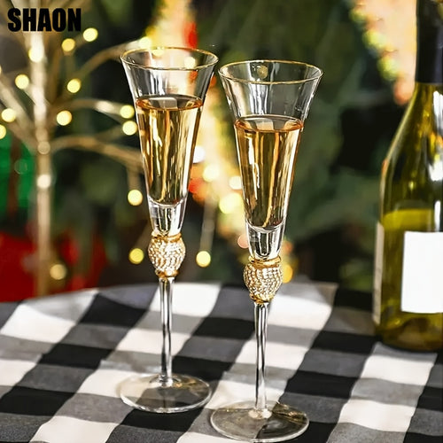 SHAON 2PCS Champagne glasses wine glasses with crystal