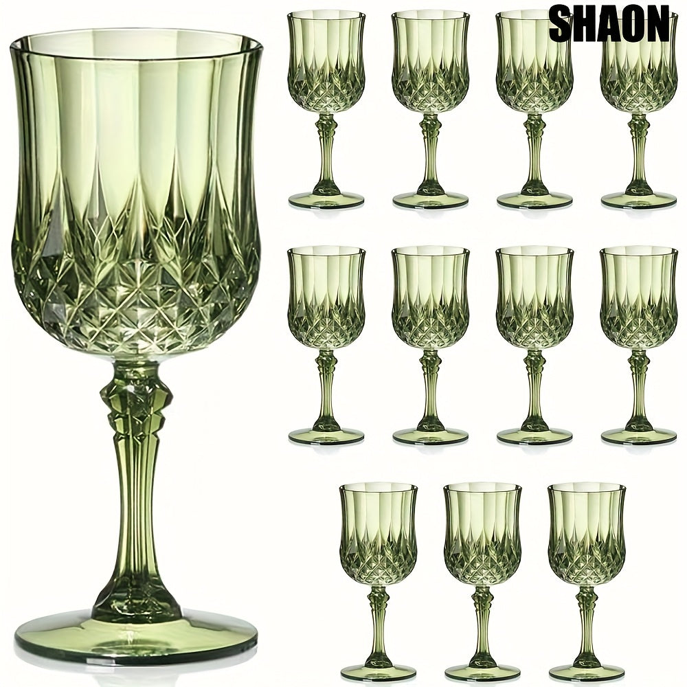 SHAON 12PCS Wine Glass Party Plastic Wine Glasses