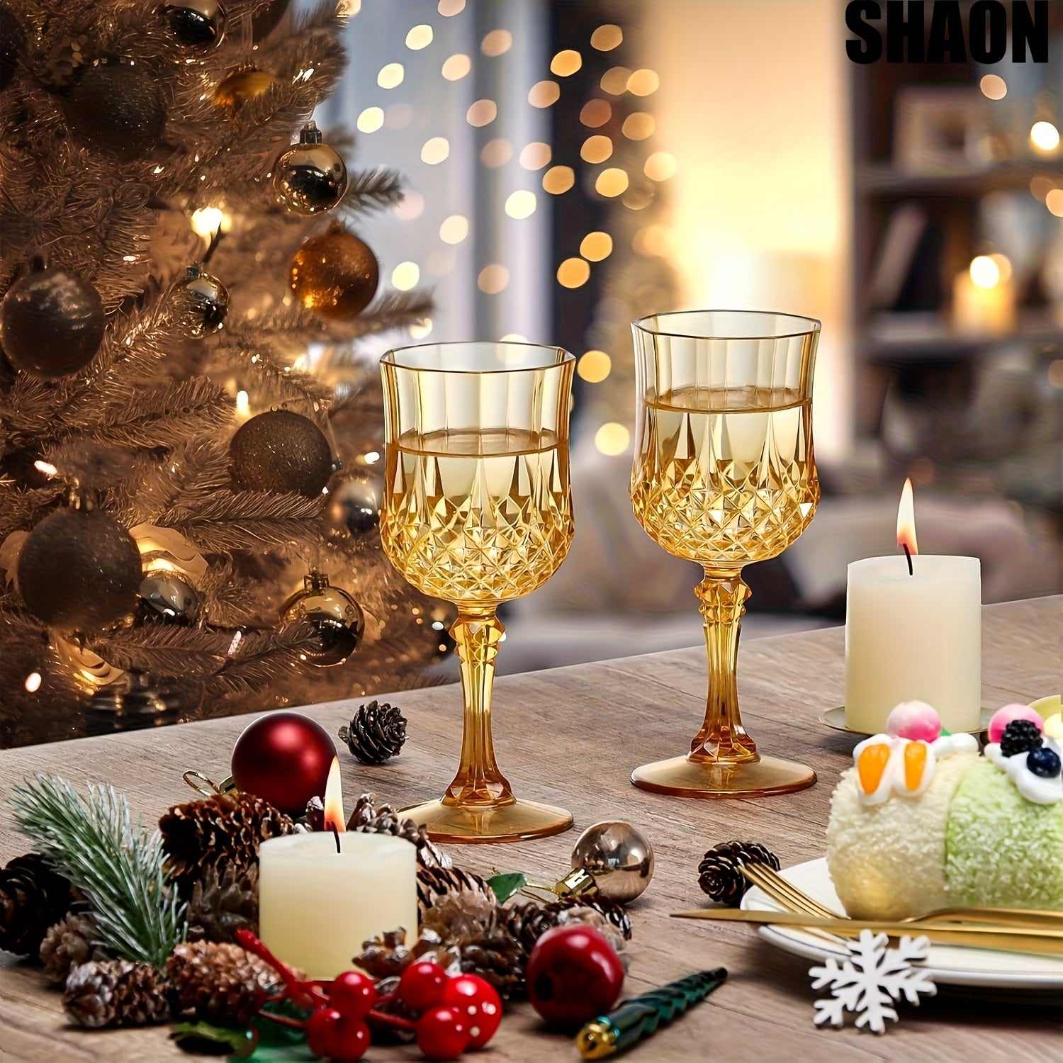 SHAON 12PCS Wine Glass Party Plastic Wine Glasses