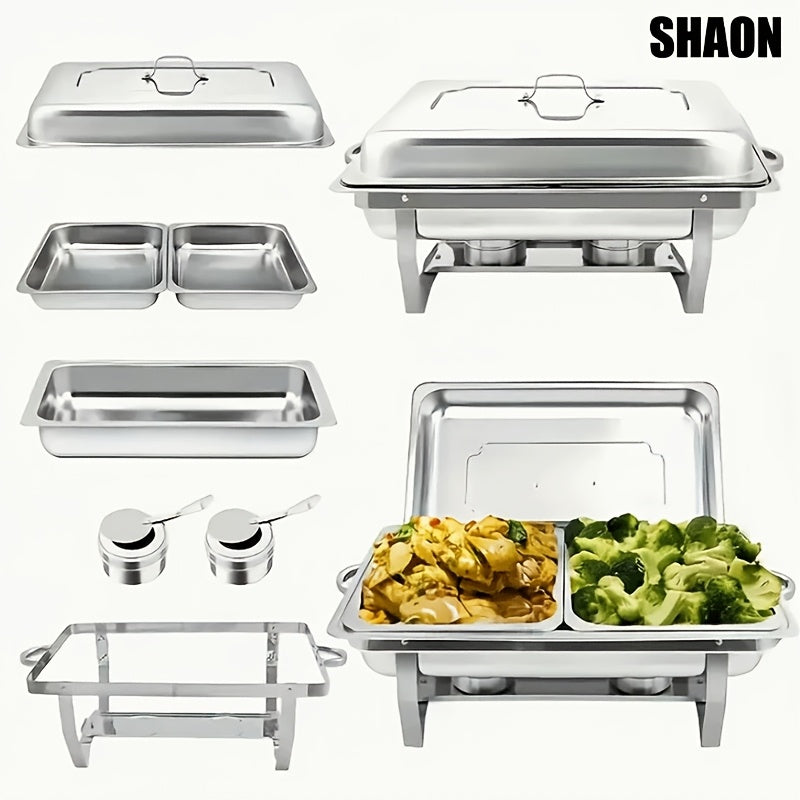 SHAON Stainless steel cutlery set with foldable frame and lid
