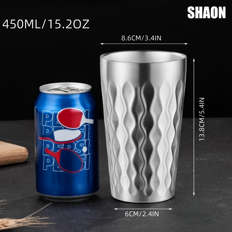 SHAON 2PCS Stainless steel double-layer insulated beer mug