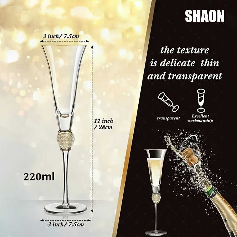 SHAON 2PCS Champagne glasses wine glasses with crystal