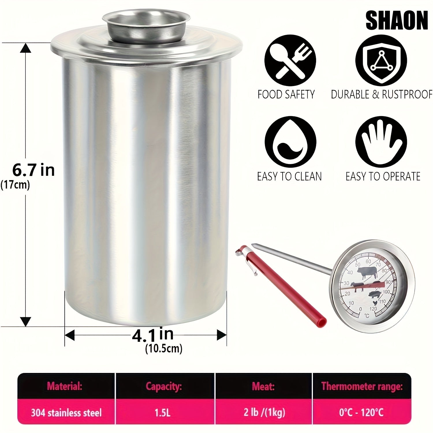 SHAON 304 Stainless steel steamed meat barrel