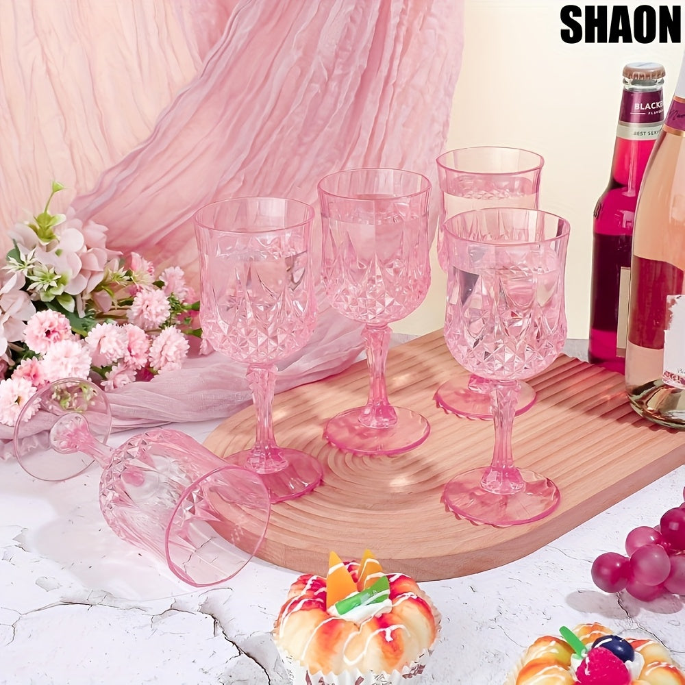 SHAON 12PCS Champagne Glass Set - Elegant Pink Embossed Sculpture Glass
