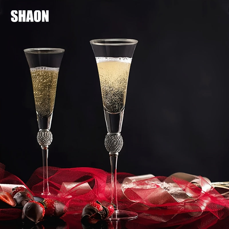 SHAON 2PCS Champagne glasses wine glasses with crystal