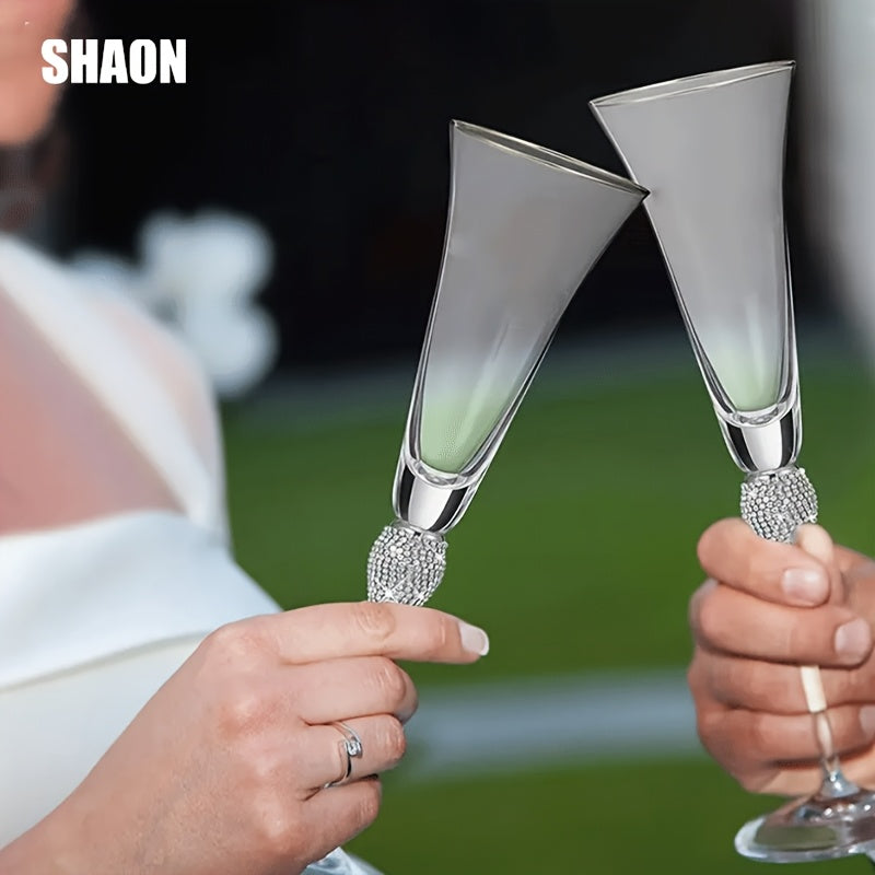 SHAON 2PCS Champagne glasses wine glasses with crystal