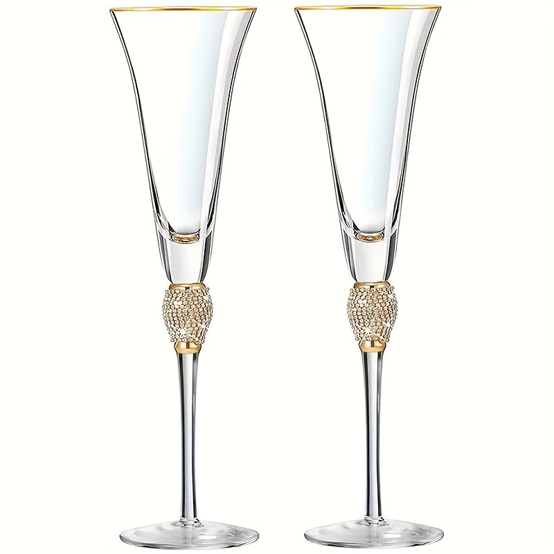 SHAON 2PCS Champagne glasses wine glasses with crystal