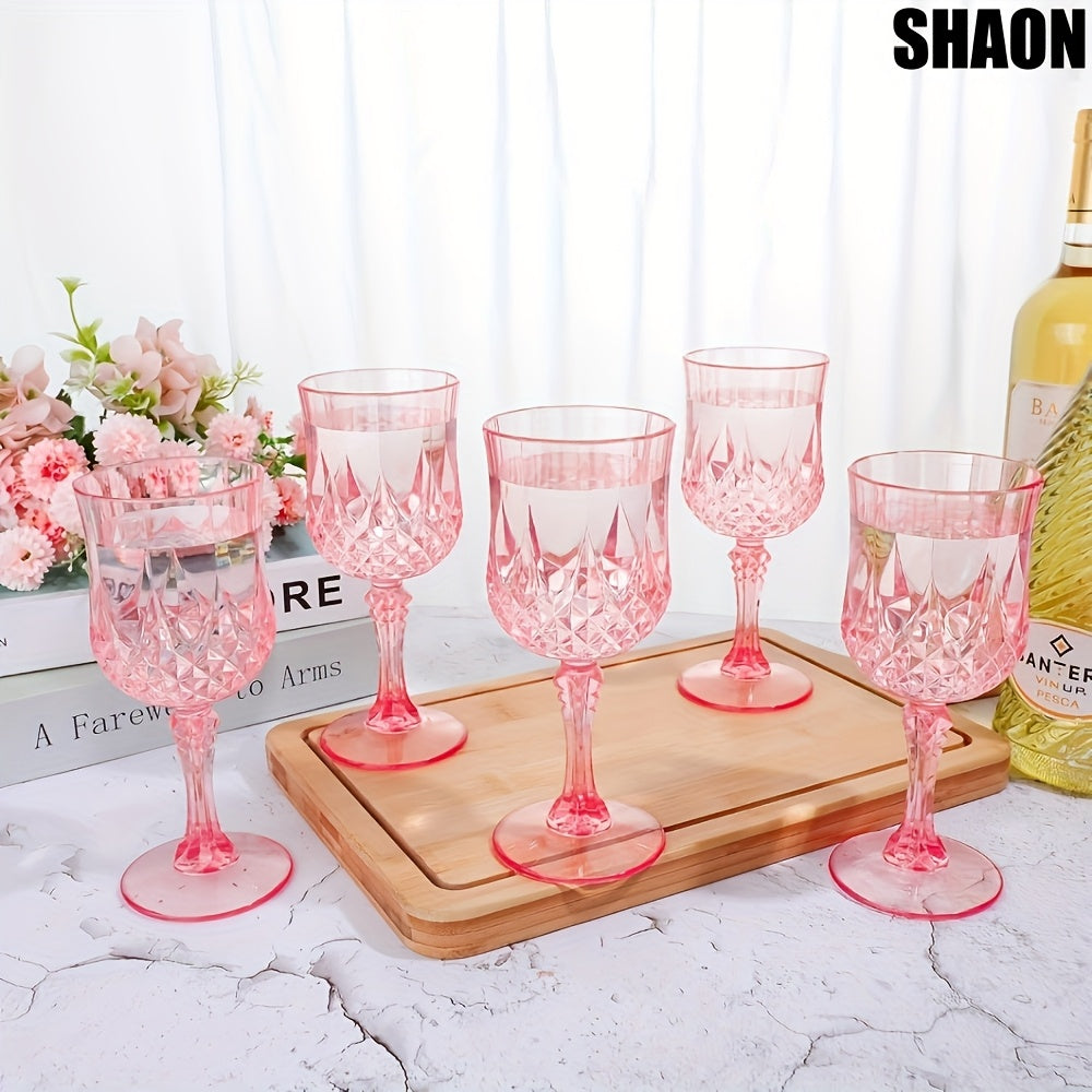 SHAON 12PCS Champagne Glass Set - Elegant Pink Embossed Sculpture Glass