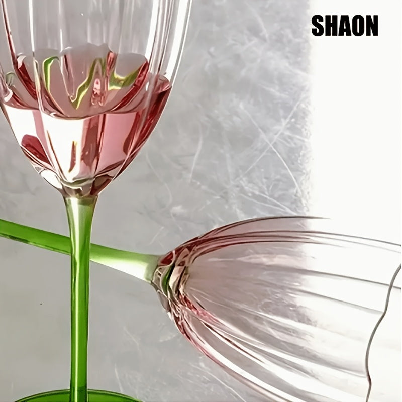 SHAON 2PCS Petal gradient glass wine glass