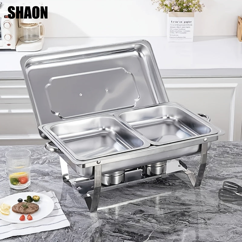 SHAON Stainless steel cutlery set with foldable frame and lid
