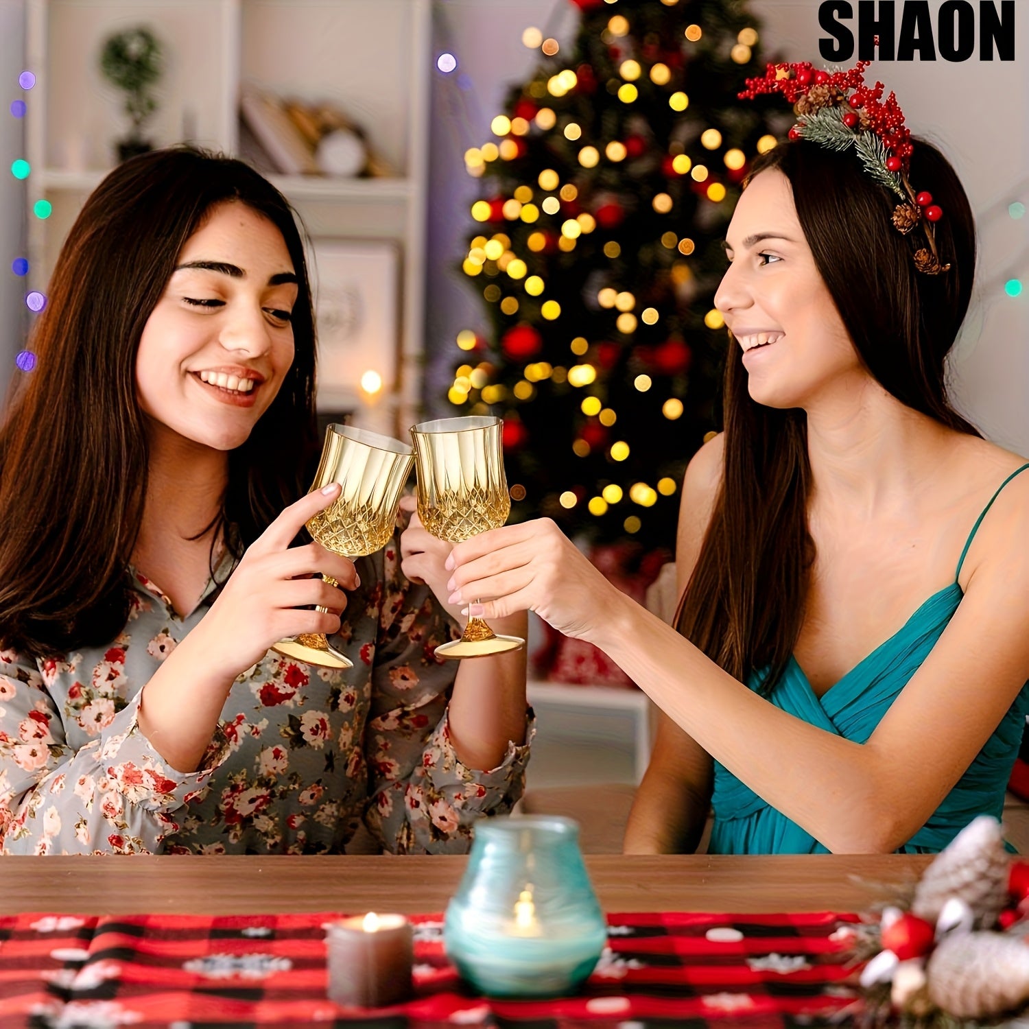SHAON 12PCS Wine Glass Party Plastic Wine Glasses