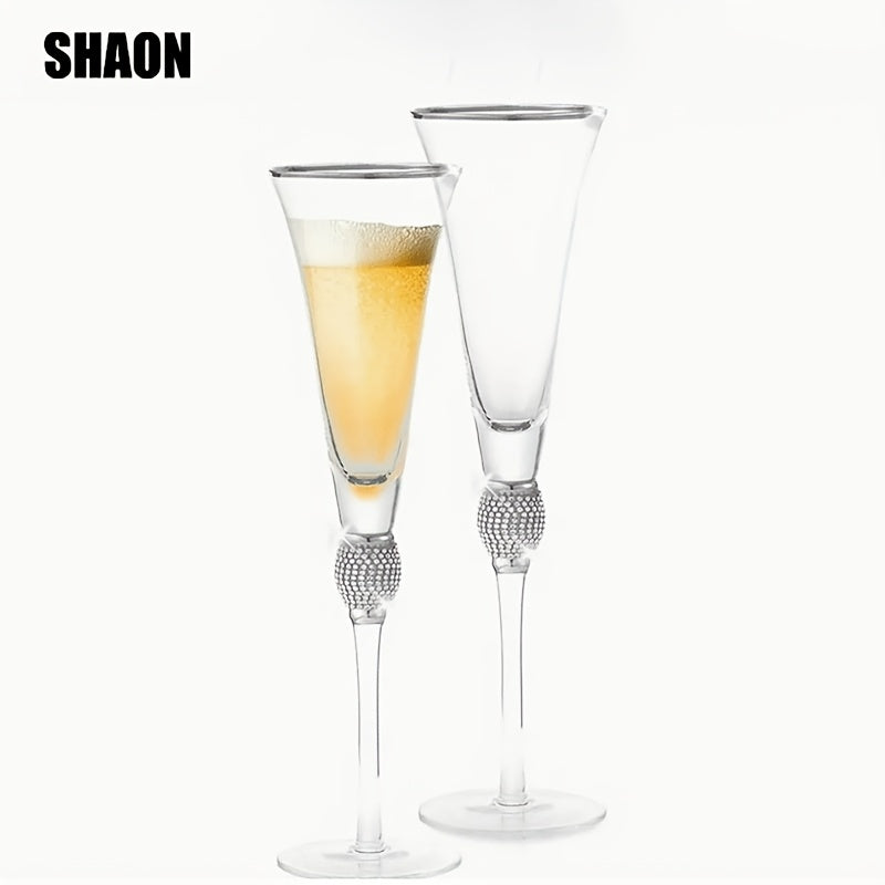 SHAON 2PCS Champagne glasses wine glasses with crystal