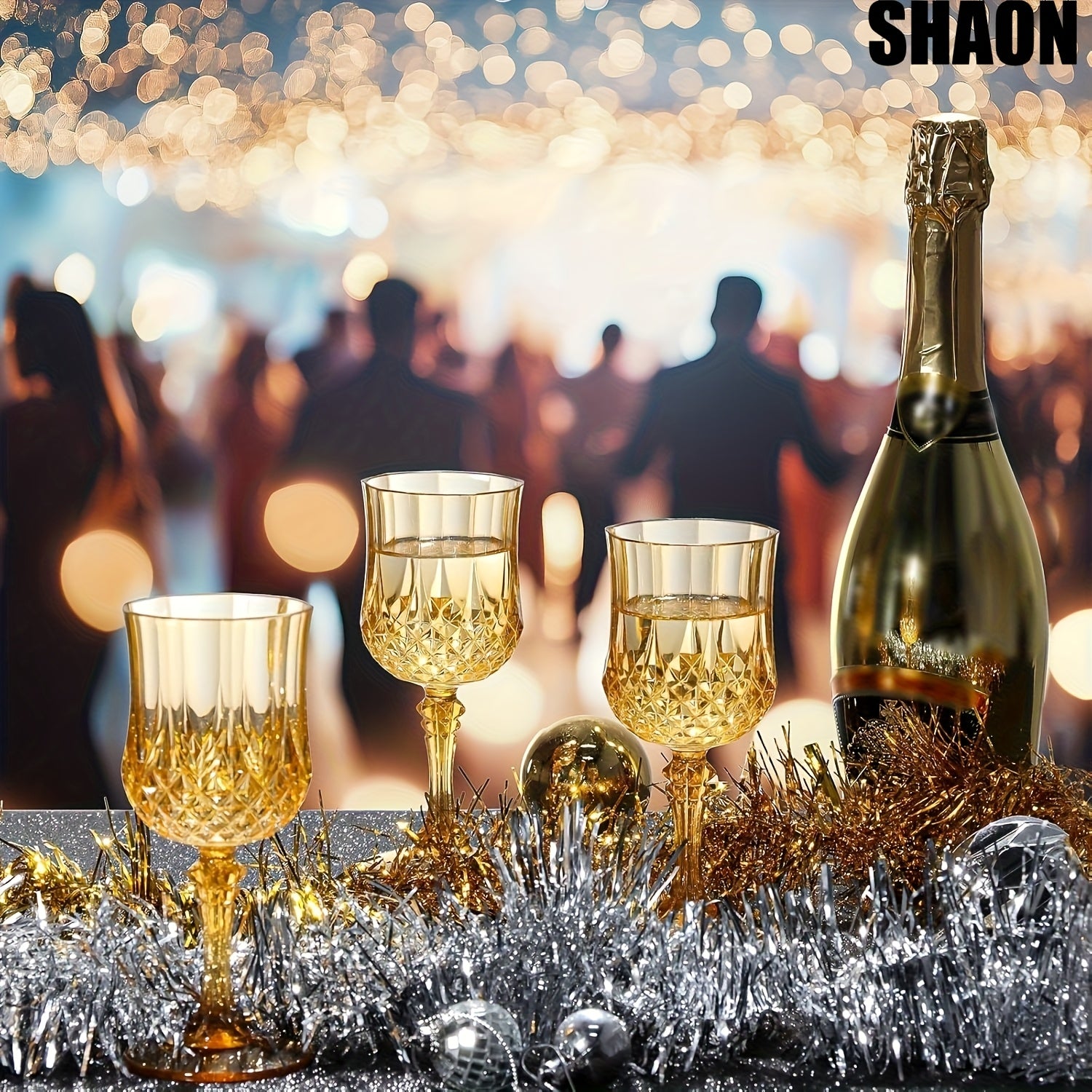 SHAON 12PCS Wine Glass Party Plastic Wine Glasses