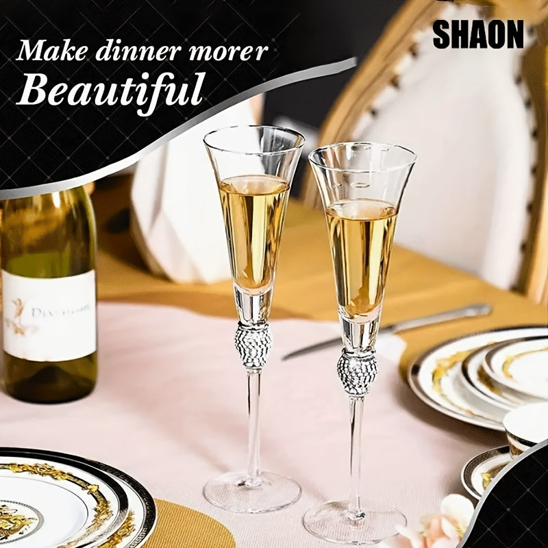 SHAON 2PCS Champagne glasses wine glasses with crystal