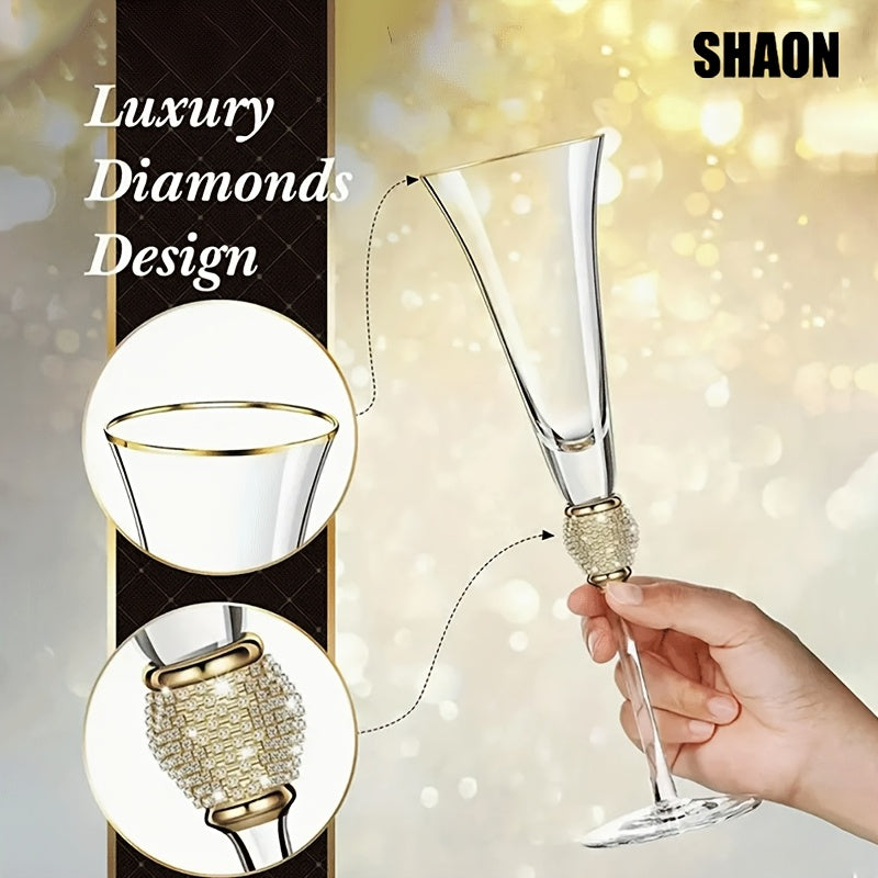 SHAON 2PCS Champagne glasses wine glasses with crystal