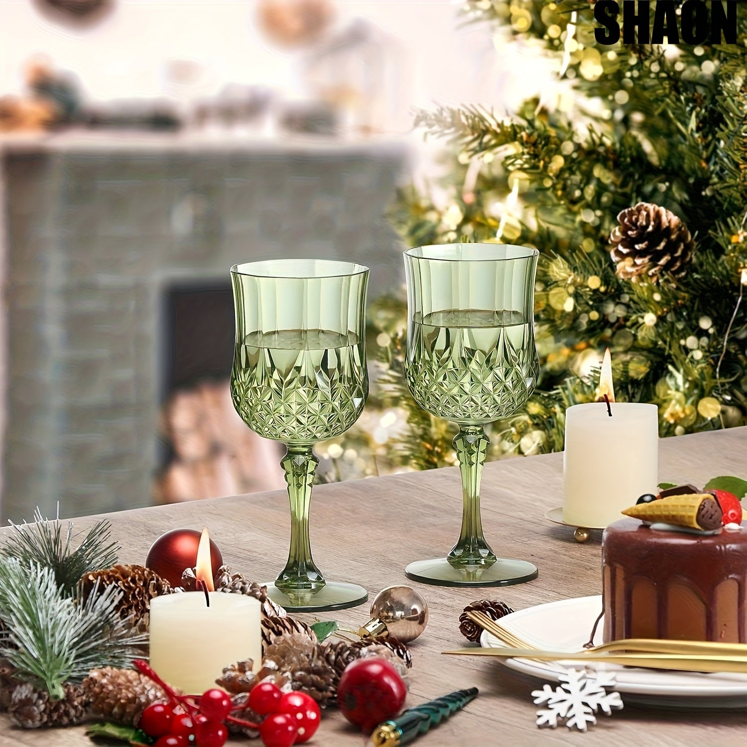 SHAON 12PCS Wine Glass Party Plastic Wine Glasses
